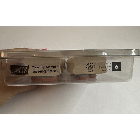 STAMPIN' UP Two-Step Stampin' Seeing Spots Set of 6 Wood Stamps EUC Flowers Dots - Picture 2 of 4